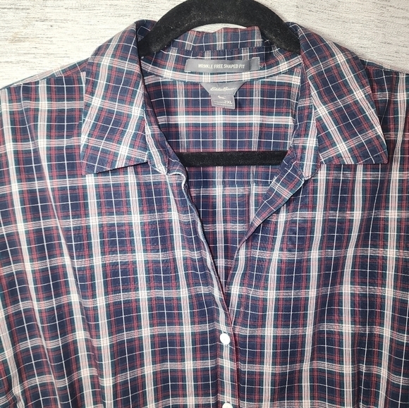 Eddie Bauer 2XL Plaid 3/4 Sleeve - Picture 3 of 9